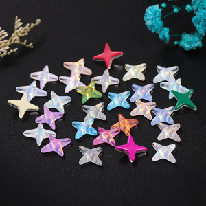 คริสตัลแก้วรูปดาวสี่แฉกแบบแบน สีรุ้ง สำหรับตกแต่งเล็บ DIY และเครื่องประดับ - Product Image 4