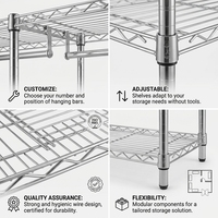 Système de penderie double colonne sur mesure en fil métallique, support à vêtements en métal chromé certifié NSF, unité de rangement ajustable pour vêtements, non-chinois, en gros