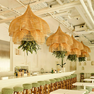 <span class=keywords><strong>Lampe</strong></span> artisanale moderne et créative CSLIDO pour salon, restaurant, cuisine, luminaire suspendu en rotin à pétales orientaux - Product Image 6