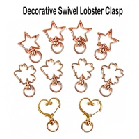 Mousquetons pivotants en forme d'étoile, de cœur et de fleur, fermoirs à ressort métalliques avec anneau pivotant pour accessoires de bricolage pour porte-clés et breloques de sac