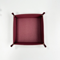 Plateau de rangement de bureau pliable carré en cuir Saffiano microfibre populaire pour clés, portefeuille, pièces de monnaie et accessoires