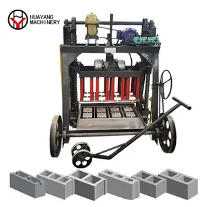 Huayang 4-45 Small Mobile Household Manual Hollow Concrete Block Brick Manufacturing Machine Standard Brick Manufacturing