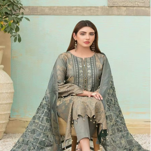 Trajes Étnicos Pakistaníes para Mujer, Shalwar Kameez de 3 Piezas, Algodón, Estilo Formal, Secado Rápido, para Todas las Temporadas, Adulto - Product Image 1