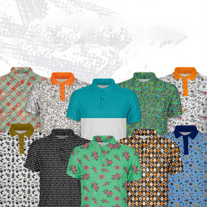 Chemises de golf de performance sportive en sublimation, 92% polyester, 8% élasthanne, logo personnalisé, design gratuit - Product Image 2