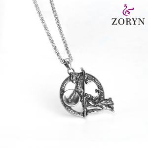 Pendentif Spartan Athéna en Acier Inoxydable, Motif Clé Grecque, Bouclier et Lance, Bijou de Mode Vintage en Acier Titane pour Hommes - Product Image 3