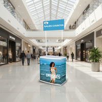 Support de bannière promotionnelle en plastique à bas prix, amovible et portable, pour table publicitaire de supermarché