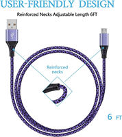 Câble de charge rapide USB-C tressé, lot de 3, cordon de voiture de 1,8 m pour iPhone 17/16/15 Pro Max et Samsung Galaxy S24/S23/A54