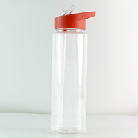 Bouteille d'eau en plastique avec paille de haute qualité sans BPA Sports de plein air Portable clair pour la salle de sport