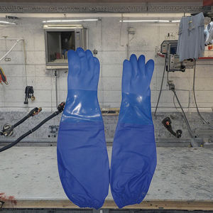 Guantes DE PESCA DE PVC impermeables NMSHIELD con forro de algodón de puño largo antideslizante y resistente al aceite para Protección Laboral - Product Image 4