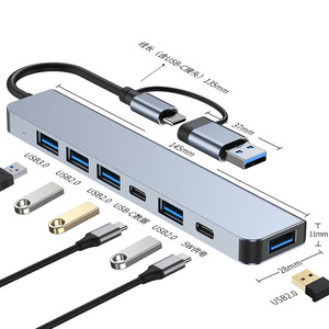 7 in 1 Aluminum Alloy <strong>USB</strong> Hub 3.0 &amp; 2.0 7 Ports Phone Docking Station Adapter Laptop Tablet PC Type C Interface 4-Port <strong>Splitter</strong> - Product Image 5