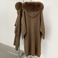 OFTBUY hiver femmes manteau réel fourrure de renard à capuche pull tricoté Long épais chaud Cardigan décontracté élégant survêtements Streetwears