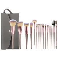 Brosses de maquillage végétaliennes, Logo personnalisé, haute qualité, vente en gros, ensemble de pinceaux de maquillage, outils de beauté, 15 pièces