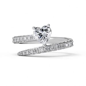 Dylam Sparkle 925 <b>Sterling</b> <b>Silver</b> Rhodium Plated Fine Jewelry Spiral Heart Shape 5A Cubic Zirconia Open <b>Adjustable</b> Women <b>Rings</b> - Product Image 1