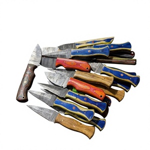 Cuchillo de acampada de hoja fija Drop Point de acero de Damasco con mango de madera Pakka azul de 20 cm, cuchillo de supervivencia para exteriores DIY - Product Image 2
