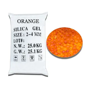 25 kg/torba turuncu renk değişikliği silika jel kurutucu boncuk hammadde 2-4mm nem içeriği 3% nem emme 20% fabrika