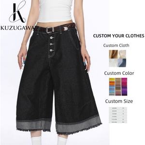 <span class=keywords><strong>Pantalon</strong></span> Capri en Denim à Jambes Larges et Taille Haute avec Boutons, Style Vintage Américain, Casual, Multi-Poches, Pantalones Y2k Esthétique Jeans - Product Image 1