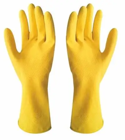 Dip flock lined household latex gloves