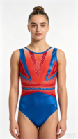 Tenues de gymnastique sans manches pour enfants, bleu royal mystique, en tissu brillant Spandex/Nylon, imprimé numérique, fourniture directe usine
