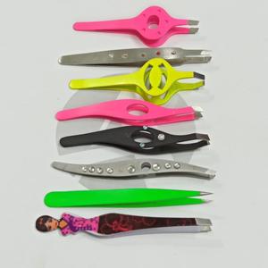 Nouvelle pince à épiler à sourcils en acier inoxydable à pointe inclinée avec pince à cils Design coupe diamant Extension de cils Couleur noire Livré pochette - Product Image 6