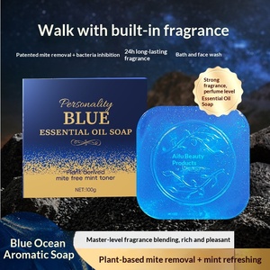 Sapone Artigianale Azure al Profumo di Olio Essenziale, Fragranza a Lunga Durata, Detergente Viso Uomo, Controllo Olio, Rimozione Acari, Pelle Grassa - Product Image 1