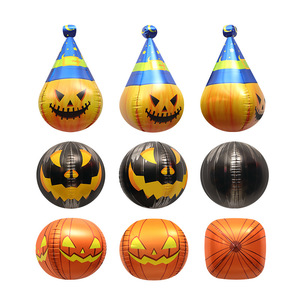 Halloween Layout Props Toy <b>Balloon</b> 4D Three-dimensional Pumpkin Head Modeling Aluminum Film <b>Balloon</b> Column - Product Image 2
