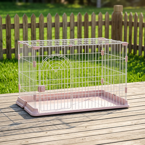 <b>Pink</b> Foldable Steel Wire Pet Cage for Small Animals Indoor Use Stainless steel supplier for pets - Product Image 1