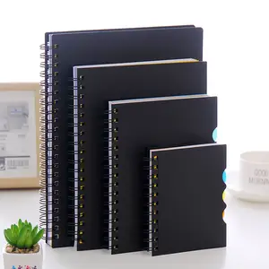 New Arrivals School Supplies PP Plastic Cover Hardcover Black A5 A6 Custom Planner Metal Rings Spiral Notebook