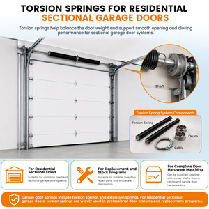 Ressort de torsion pour porte sectionnelle, robuste, en acier au carbone 82B, taille personnalisée, gauche/droite, 10 000 cycles, OEM disponible - Product Image 4