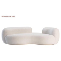 Geschwungenes Stoffsofa für mehrere Personen mit einzigartigem Knoblauch-förmigem Design. Aus Wolle gefertigt. Weißer Farbstil. Kapselartiges Design.