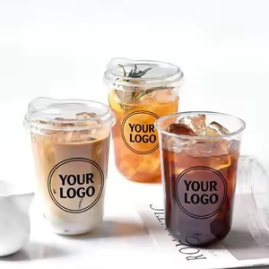 Gobelets en PET transparents en forme de U, de 8 oz à 24 oz, vente en gros, gobelets en plastique jetables avec couvercles à bec verseur pour café, lait froid, thé - Product Image 2