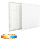 Plafonnier LED encastré 36W 60cm 3CCT réglable et dimmable IP44 avec rétroéclairage et 3 options de couleur