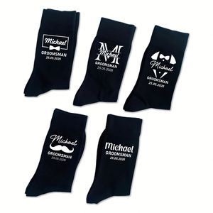 Calcetines de Boda, Calcetines Personalizados para Padrinos de Boda con Nombre, Fecha y Rol, Regalo para el Propositor, Recuerdos para la Despedida de Soltero - Product Image 1
