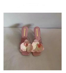 Elegantes Sandalias de Tacón de Aguja con Flores de Orquídea Artificiales, Punta Cuadrada y Tira Delgada para Mujer - Product Image 6