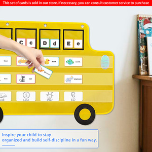 Large School Bus Shaped <b>Pocket</b> Charts for Kids, Back to School Supplies, Classroom Decor Hanging <b>Pocket</b> Charts - Product Image 4