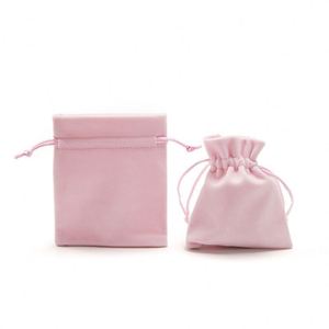 Sacs à bijoux en velours rose de haute qualité, personnalisés et imprimés, avec cordon, pour la vente en gros - Product Image 5