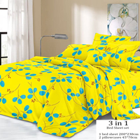Parures de draps imprimées 3-en-1 en microfibre avec 2 taies d'oreiller, couleur personnalisée, draps plats 100TC durables, vente en gros