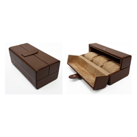 Boîte à montres double ouverture en cuir PU avec doublure en velours doux, organisateur carré multi-emplacements pour bracelets et joncs, emballage cadeau