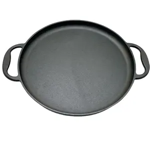 14英寸圆形铸铁平板烘焙披萨铸造煎锅