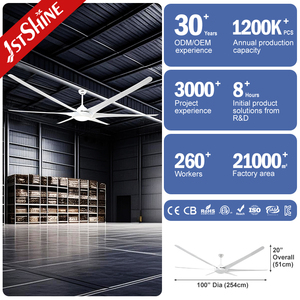 1stshine Estilo industrial Uso en gimnasio Ahorro de energía 100 pulgadas Motor de cobre CC blanco Ventilador de techo grande con luz - Product Image 3