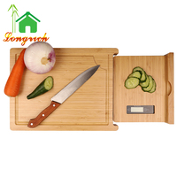 Planche à découper de cuisine multifonctionnelle planche à découper intelligente en bambou avec échelle numérique amovible