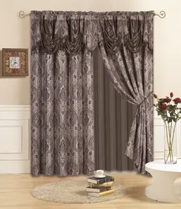 5 Pcs Luxe Jacquard Gordijnen Met Aangehechte Volant En Taffeta Backing Woonkamer