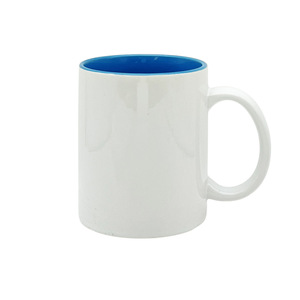 Ceramic <b>Mug</b> 11oz White With Blue Interior Sublimation Ready Blank For Heat Transfer Printing - Product Image 1