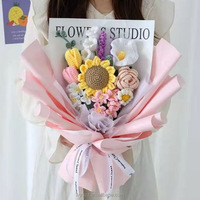 Nouveaux cadeaux créatifs, produit artisanal, tricot à la main, grand bouquet de fleurs, fleurs en coton au crochet pour mariage, cadeaux d'anniversaire