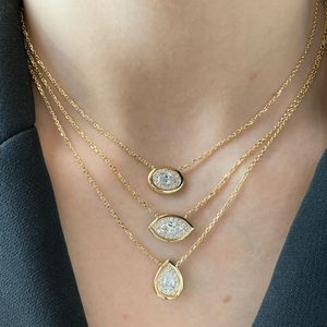 LYBURCHI Collana Geometrica Elegante in <span class=keywords><strong>Argento</strong></span> Sterling 925 Placcato Oro 18K con Zirconi Cubici a Forma di Cuore, Marquise e Goccia, Gioielleria Raffinata - Product Image 1