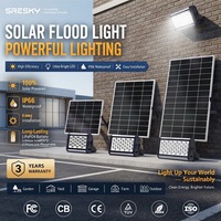 Projecteur solaire SRESKY 40W 60W 80W haute luminosité avec télécommande et minuterie, efficacité 160lm/W, LED de secours pour jours de pluie