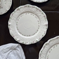Service de table en céramique à motif floral Alice de style français, comprenant tasse à café, soucoupe, assiette à dessert, bol à soupe, plat ovale, qualité alimentaire, pour les fêtes