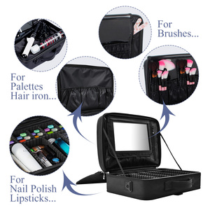 Professional <b>Makeup</b> Bag with Mirror Large <b>Makeup</b> Artist <b>Case</b> with Adjustable Dividers Portable Make up <b>Case</b> Cosmetic Bags - Product Image 4
