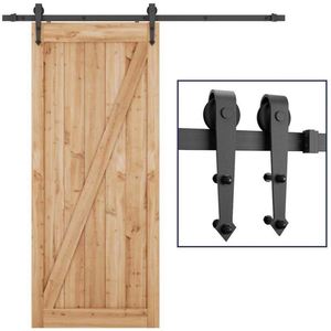 Kit de Herrajes para Puerta Corredera Estilo Rústico Clásico Moderno WEKIS, Riel de Acero con Rodillos, Capacidad de 250 lb, para Oficinas y Edificios - Product Image 1
