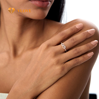 Bague VLOVE en or 14 carats avec nœud infini et diamants de laboratoire, bijoux fins et élégants pour mariage