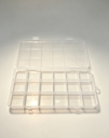 Boîte de rangement pour matériel de pêche en plastique PP ultra-légère et ultra-transparente à 18 compartiments pour hameçons et leurres